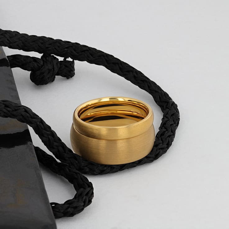 MILLER Gold Plated Tungsten Domed Ring with Brushed Finish 8mm