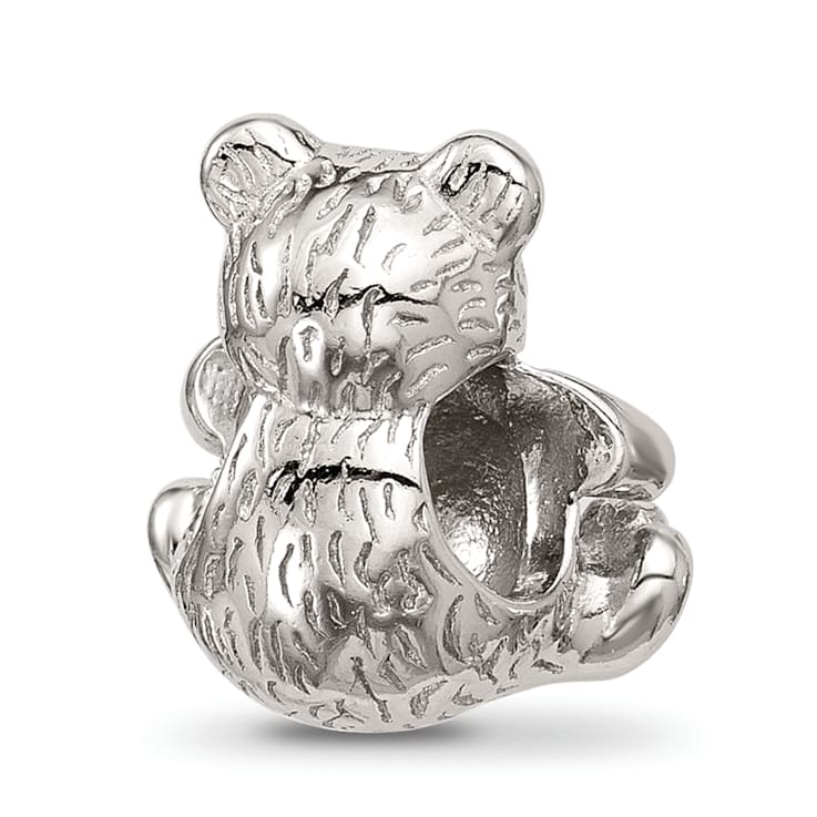 Sterling Silver Enamel Bear with Red Heart Bead