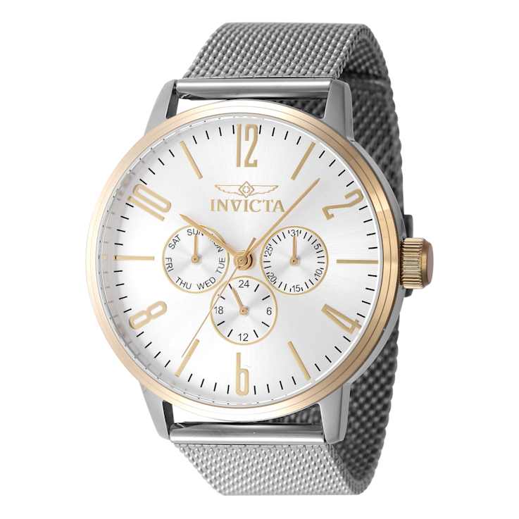 Invicta Specialty 44mm Quartz Stainless Steel Mesh Watch, White Dial