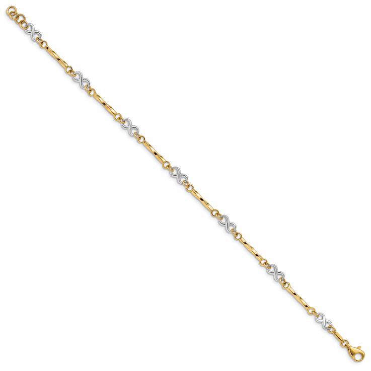 10k Yellow Gold and 10k White Gold 5mm Fancy Link Bracelet