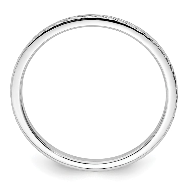 14K White Gold 1.2mm Twisted Wire Pattern Stackable Expressions Band