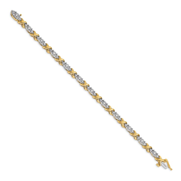 14k Yellow Gold and 14k White Gold with Rhodium over 14k Yellow Gold
Diamond X Bracelet