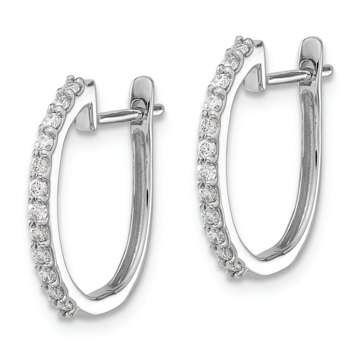 Rhodium Over 14K White Gold Lab Grown Diamond 1.3mm Hinged Hoop Earrings