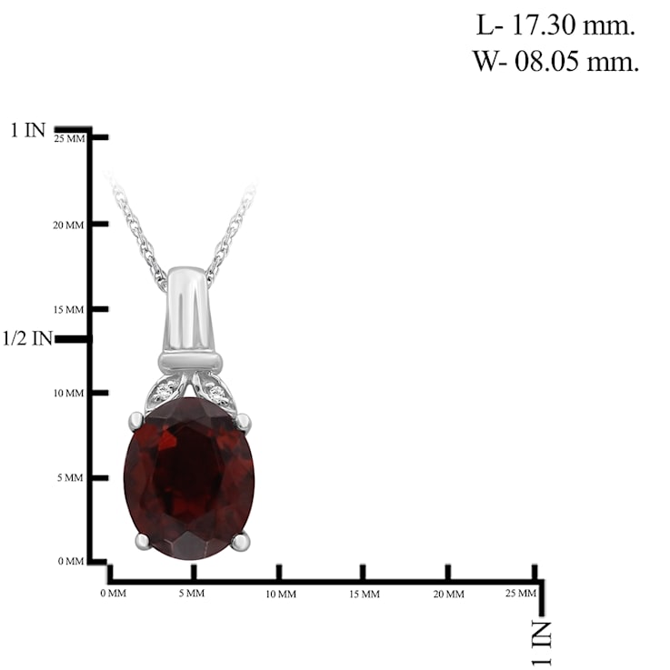 Red Garnet And White Diamond Rhodium Over Sterling Silver Pendant With
Chain 2.87ctw