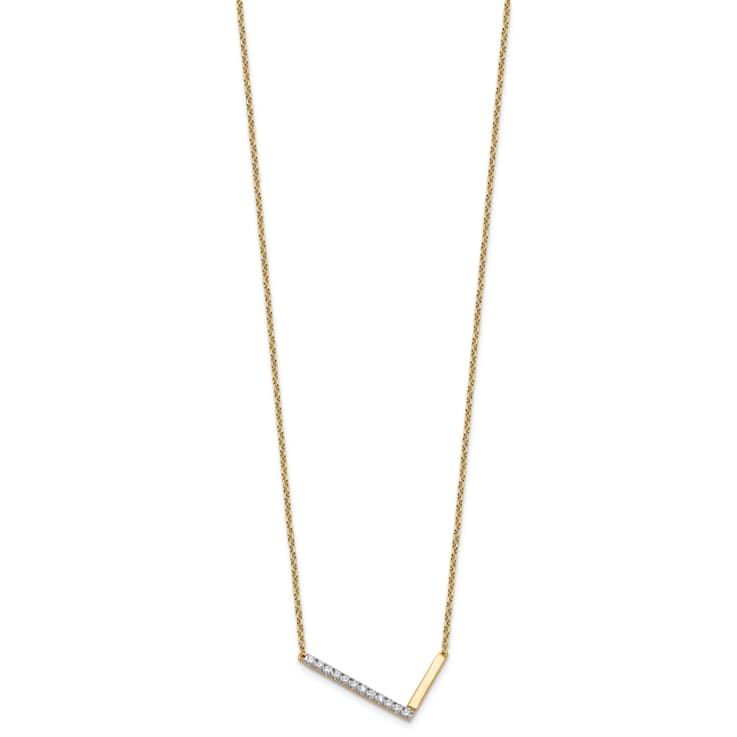 14k Yellow Gold and Rhodium Over 14k Yellow Gold Sideways Diamond
Initial L Pendant 18 Inch Necklace