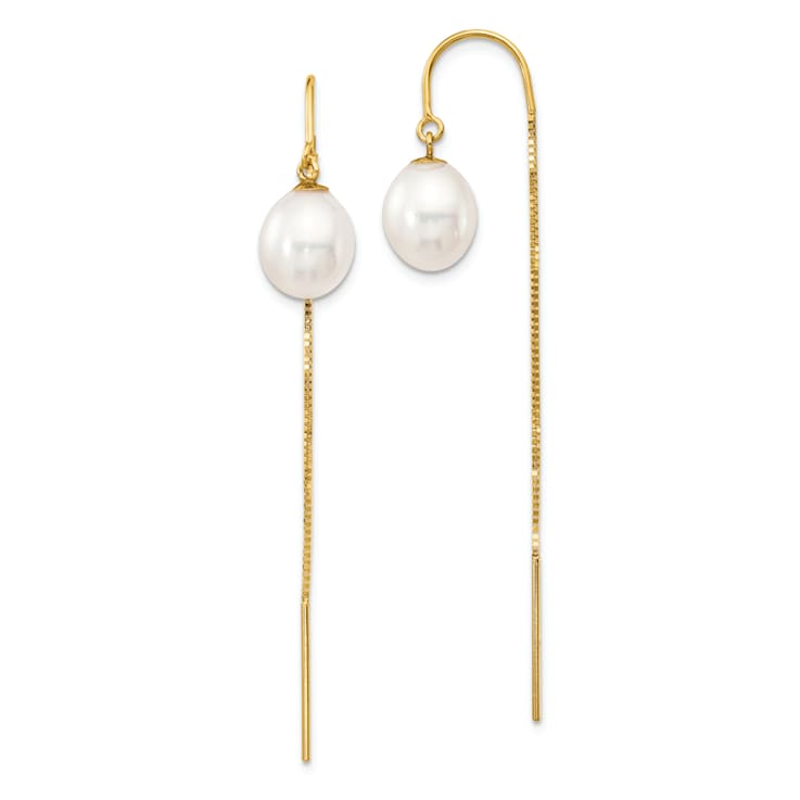 14K Yellow Gold 7-8mm White Rice Freshwater Cultured Pearl Box Chain
Threader Earrings
