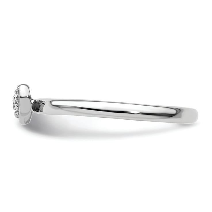 Sterling Silver Stackable Expressions Polished Diamond Heart Ring 0.005ctw