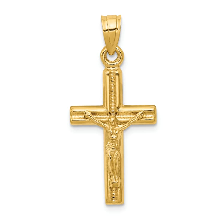 14K Yellow Gold Hollow Crucifix Pendant