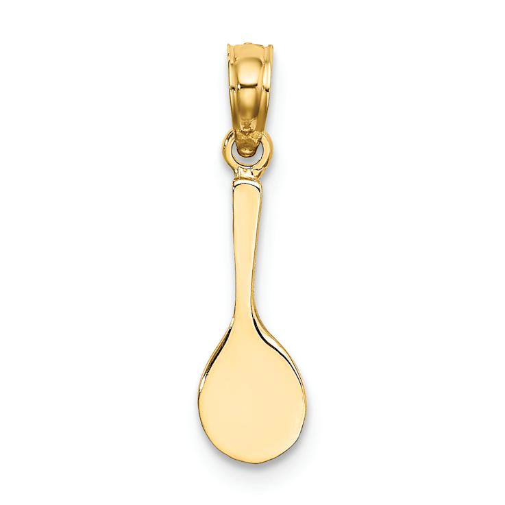 14k Yellow Gold Solid Polished and Textured 3D Tennis Racquet Charm