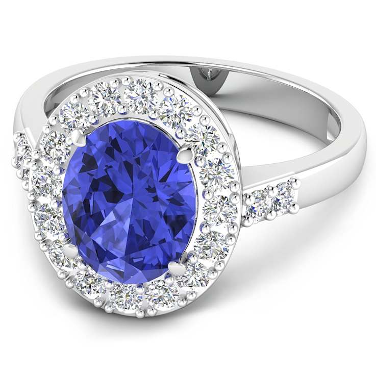 2.81ctw Violet Tanzanite and Diamond 14K White Gold Halo Ring