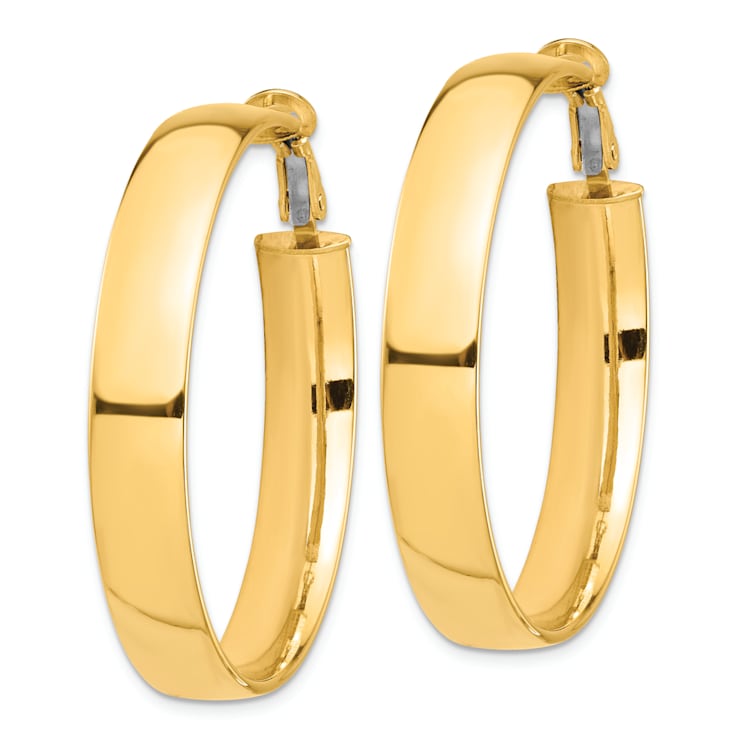 14k Yellow Gold 1 11/16" High Polished Hoop Earrings