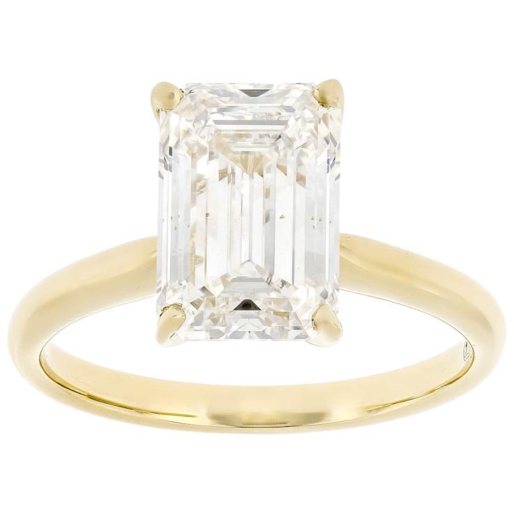 Lab-Grown Diamond Emerald-Cut Solitaire Ring In 14K Gold 3.00ct