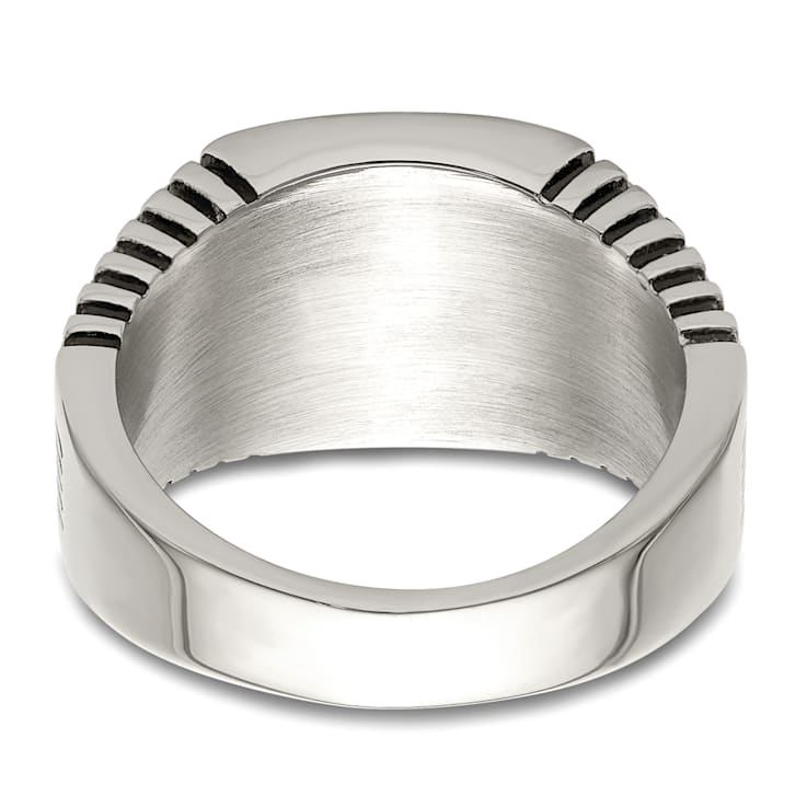 Stainless Steel Polished with Cubic Zirconia Signet Ring