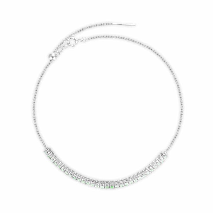 Green Emerald and White Topaz Sterling Silver 3-Row Bolo Tennis Bracelet