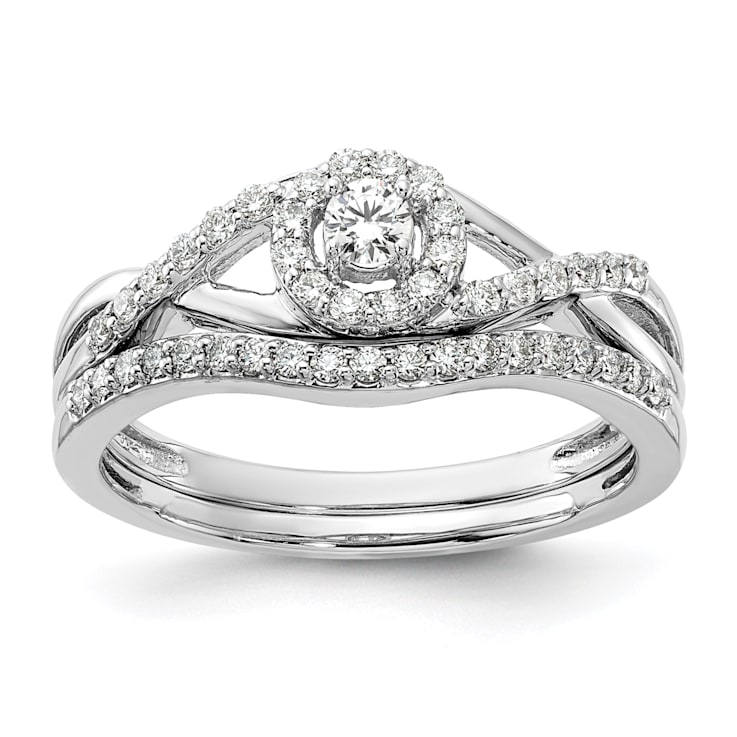 Rhodium Over 14K White Gold Lab Grown Diamond Complete Halo Engagement
Ring 0.282ctw