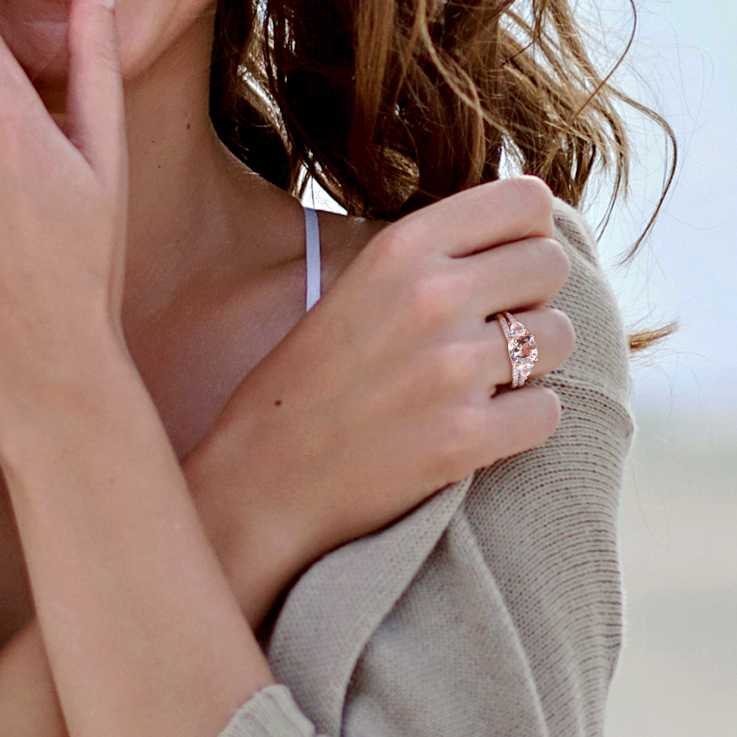 White Topaz, Morganite and Diamond 10K Rose Gold Ring 2.29ctw