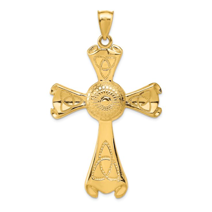 14k Yellow Gold Textured Celtic Cross Pendant