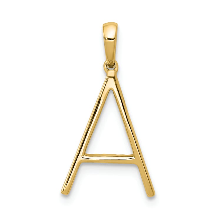 14K Yellow Gold Diamond Letter A Initial Pendant