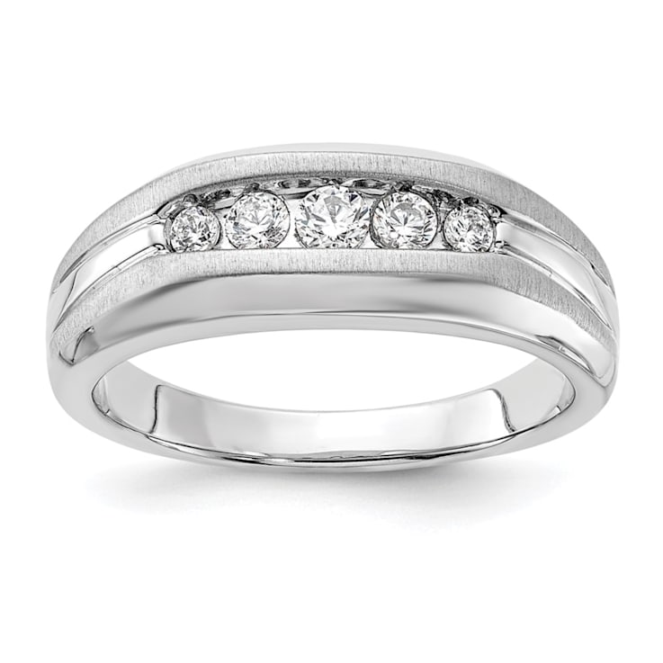Rhodium Over 14K White Gold Lab Grown Diamond SI1/SI2, G H I, Men's Ring