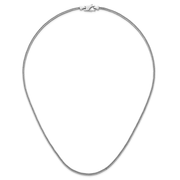 Rhodium Over Sterling Silver Polished 2.1mm Franco 20 Inch Chain