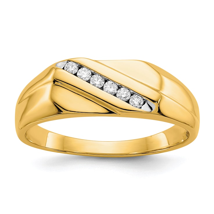 10K Yellow Gold Diamond Men's Ring 0.13ctw