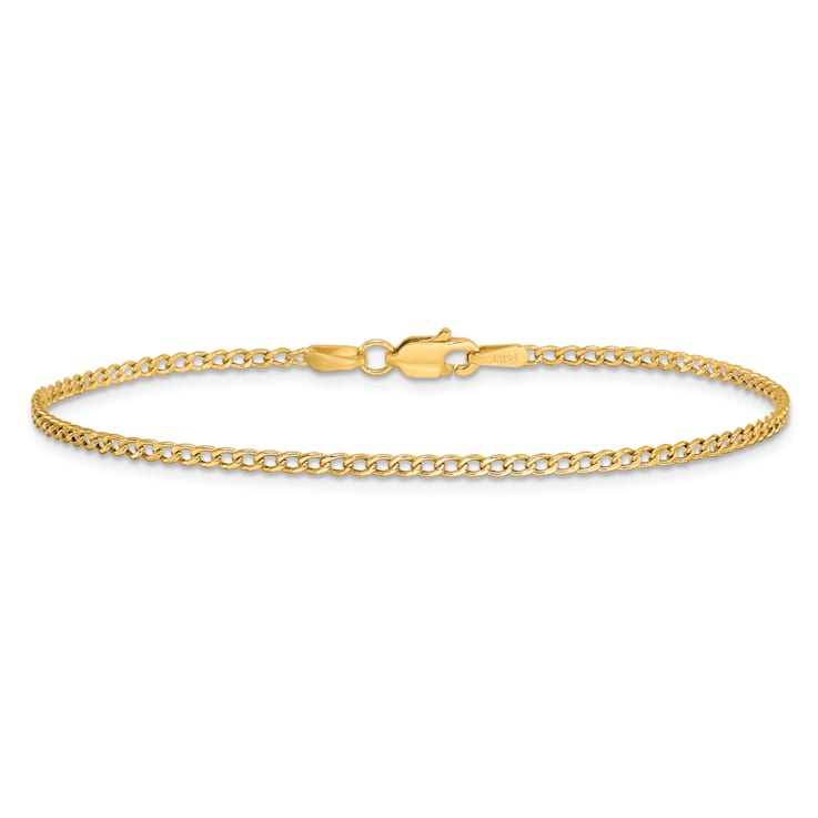 14k Yellow Gold 1.85mm Curb Link Bracelet, 7 Inches