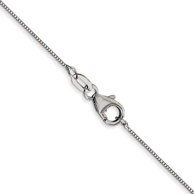 Rhodium Over 18K White Gold 0.5mm Solid Box 20 Inch Chain
