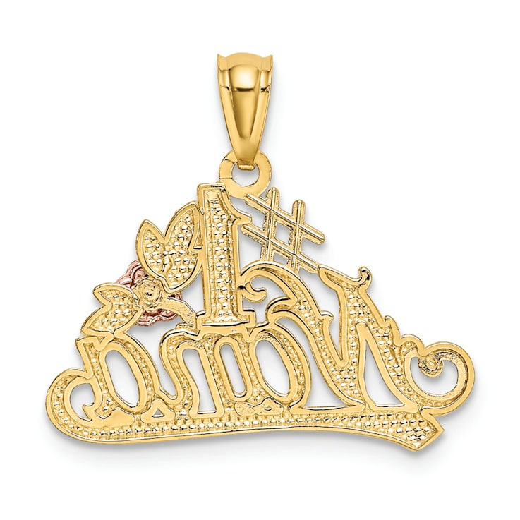 14k Yellow and Rose Gold with Rhodium Over 14k Yellow Gold Diamond-Cut
#1 Nana with Rose Pendant