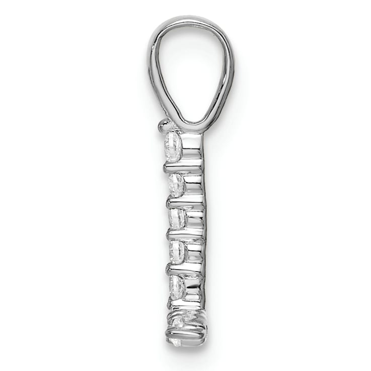 Rhodium Over 14K White Gold Lab Grown Diamond Letter L Initial Pendant