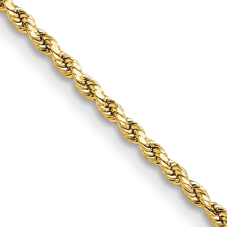 14k Yellow Gold 2mm Diamond-Cut Rope 16 Inch Chain