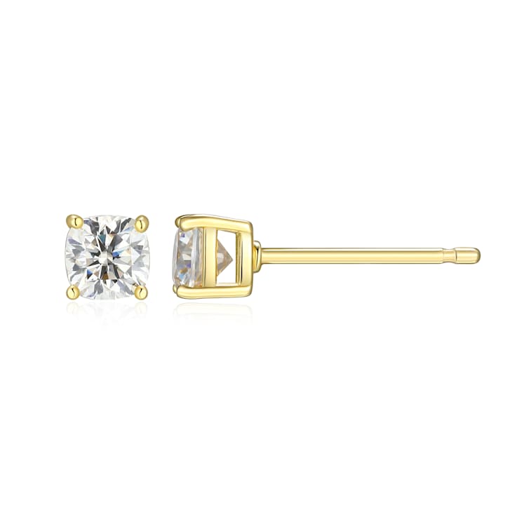 Square Cushion Cut Moissanite 14k Yellow Gold Over Silver Stud Earrings
0.66ctw DEW