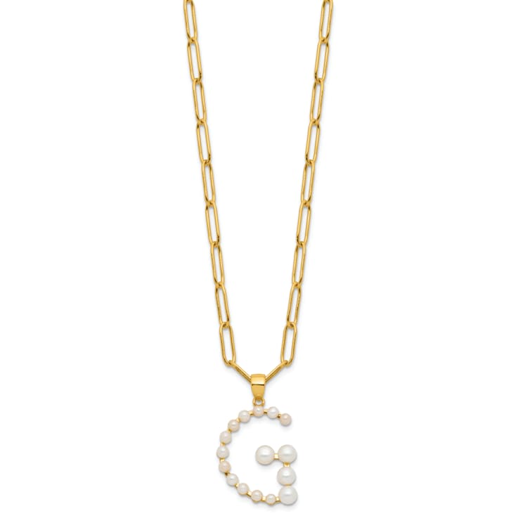 Gold Tone Sterling Silver 3-5.5mm Freshwater Cultured Pearl LETTER G
18-inch Necklace