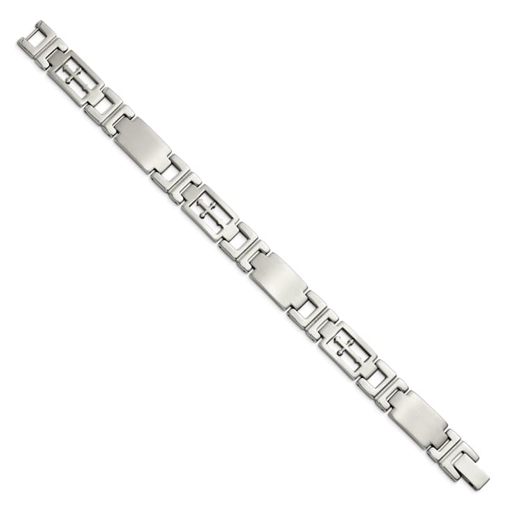 Stainless Steel Brushed and Polished Cross Bracelet