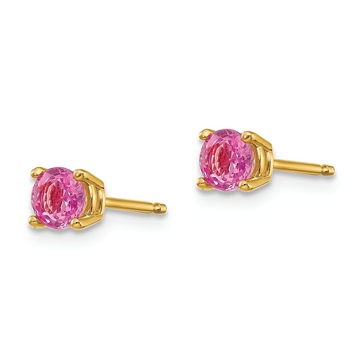 14K Yellow Gold Pink Sapphire Earrings
