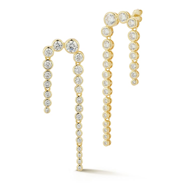 Rachel Zoe Graduating CZ Tennis Drop Earrings in 14K Gold Over Sterling Silver