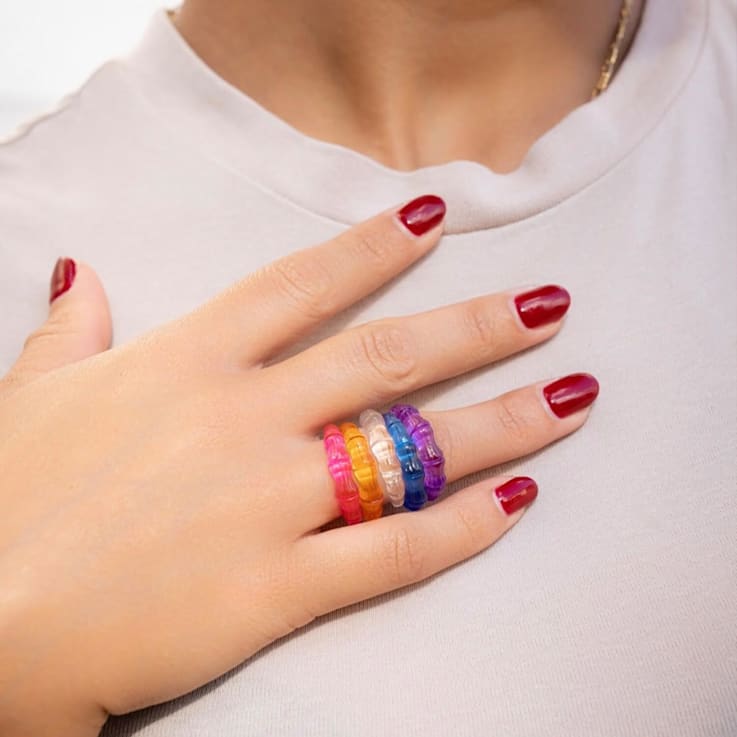 Acrylic Bamboo Ring in Blue