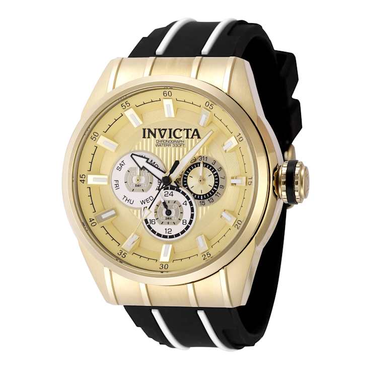 Invicta Speedway 48mm Gold, White Dial Silicone Band Quartz Watch