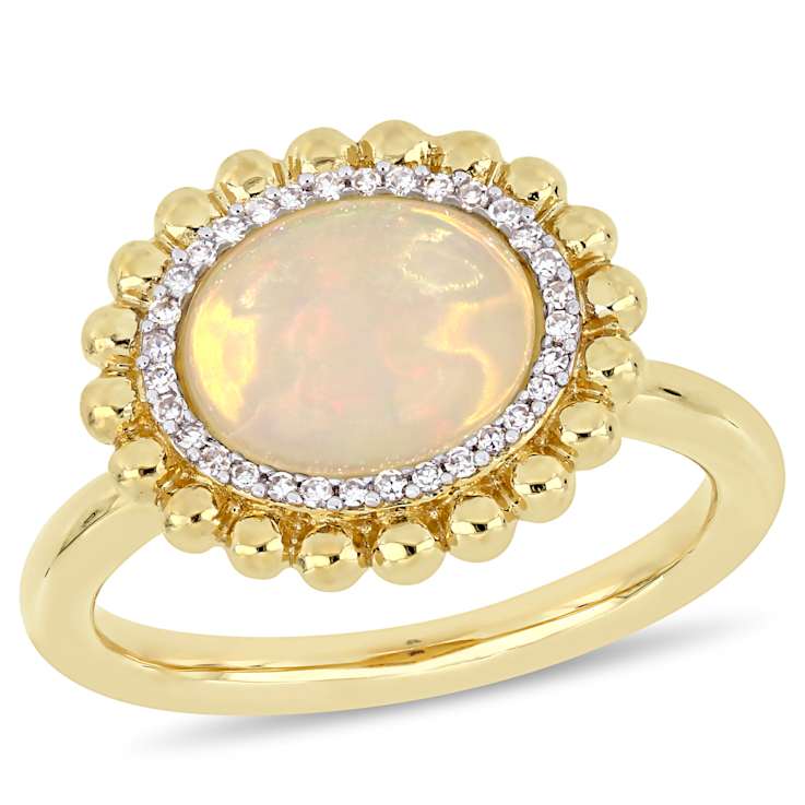 Ethiopian Opal Yellow and Diamond 14K Yellow Gold Ring 2.09ctw