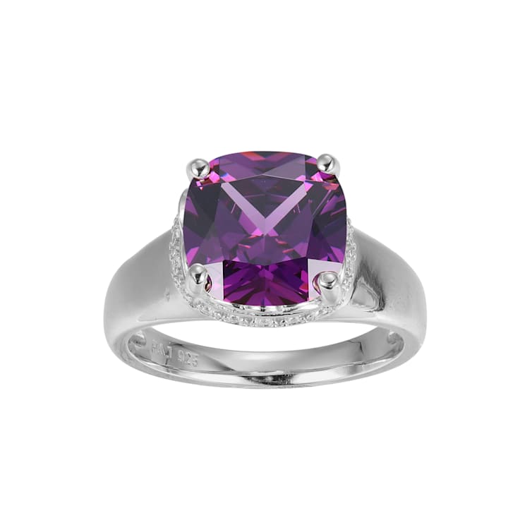 Purple And White Cubic Zirconia Platinum Over Silver February Birthstone
Ring 5.81ctw