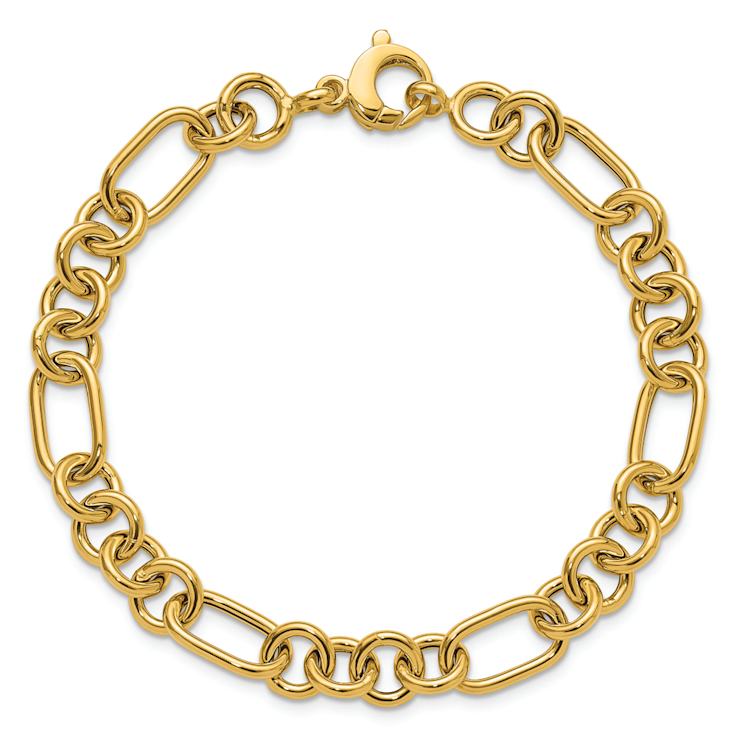 14k Yellow Gold 7.9mm Polished Fancy Link Bracelet
