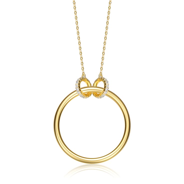 CZ Halo Solitaire Pendant In 14K Gold Over Sterling Silver