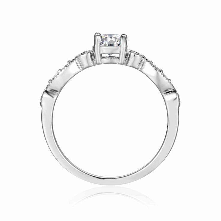Moissanite Sterling Silver Ring, 0.74ctw