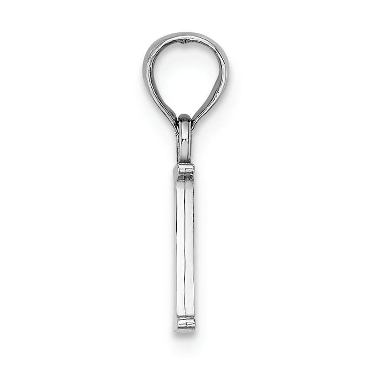 Rhodium Over 14k White Gold Polished Block Letter I Initial Pendant
