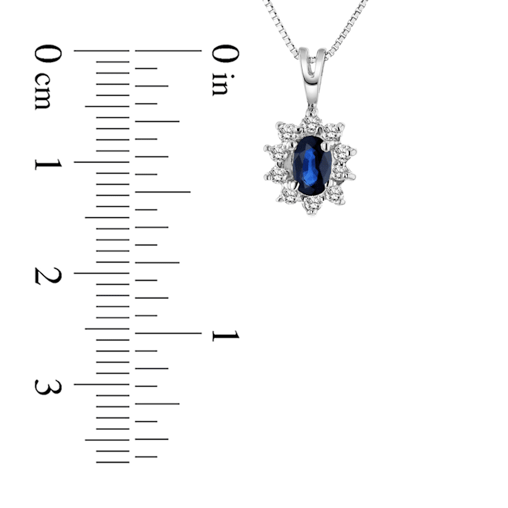 0.35ctw Blue Sapphire and White Diamond Pendant 14k White Gold