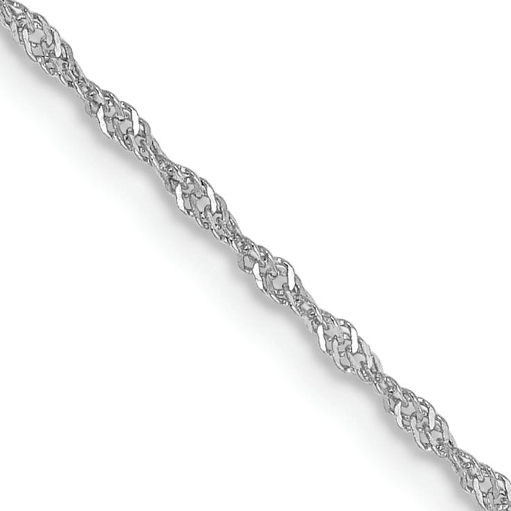 Rhodium Over 14k White Gold 1.1mm Solid Singapore 14 Inch Chain