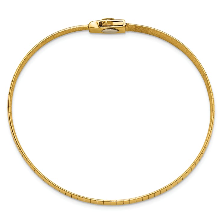 14K Yellow Gold Polished and Satin 4mm 7.5-inch Reversible Omega Bracelet