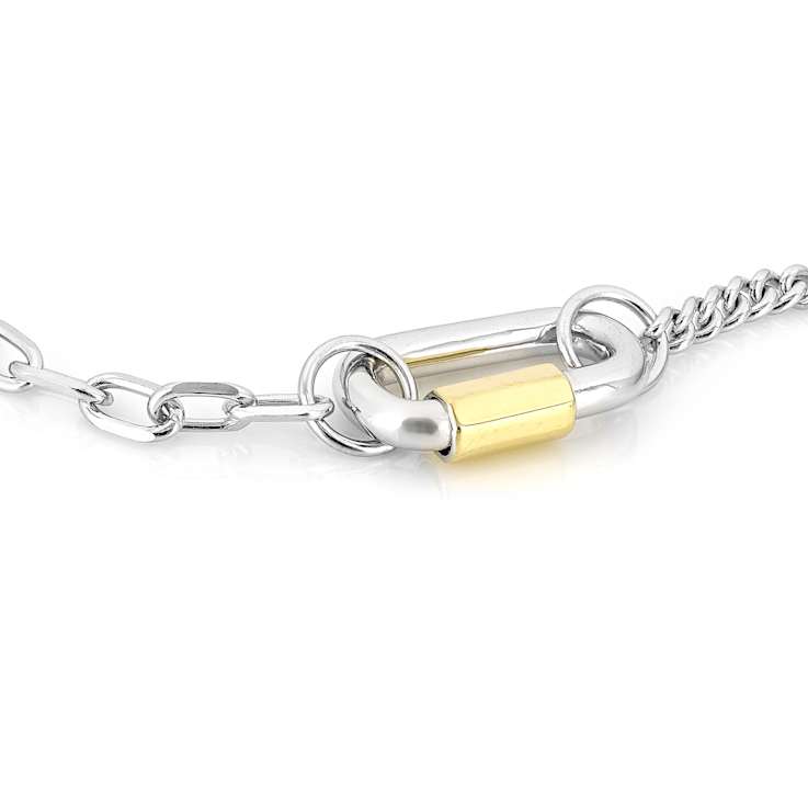 Two-Tone Curb And Paperclip Link Bracelet In 18K Gold Over Sterling Silver