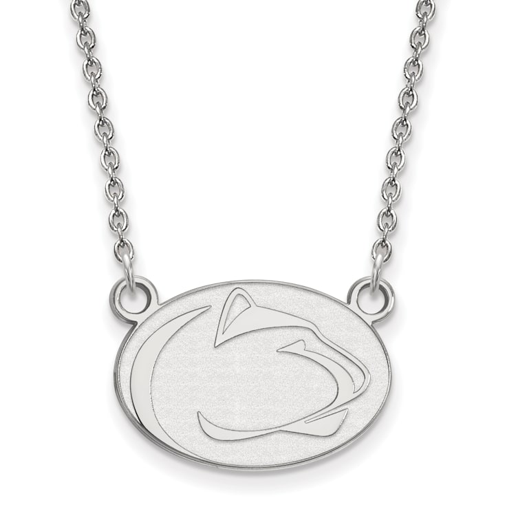 Rhodium Over Sterling Silver LogoArt Penn State University Small Pendant Necklace