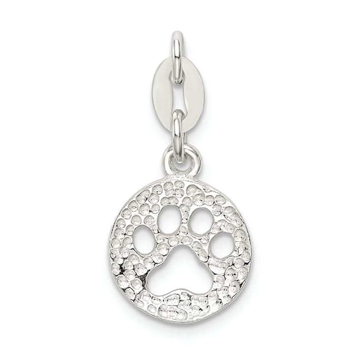 Sterling Silver Round Paw Print Pendant