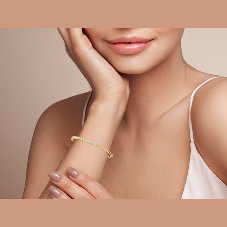 Sterling Statements 14K Yellow Gold Over Sterling Silver CZ Tennis X
Paperclip Bracelet